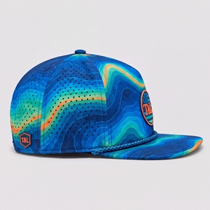Casquette de golf Topo Map Bleu Orange avec patch PVC imperméable, visière incurvée, 5 panneaux, perforée et respirante, pour la pêche, hommes et femmes - Product Image 5