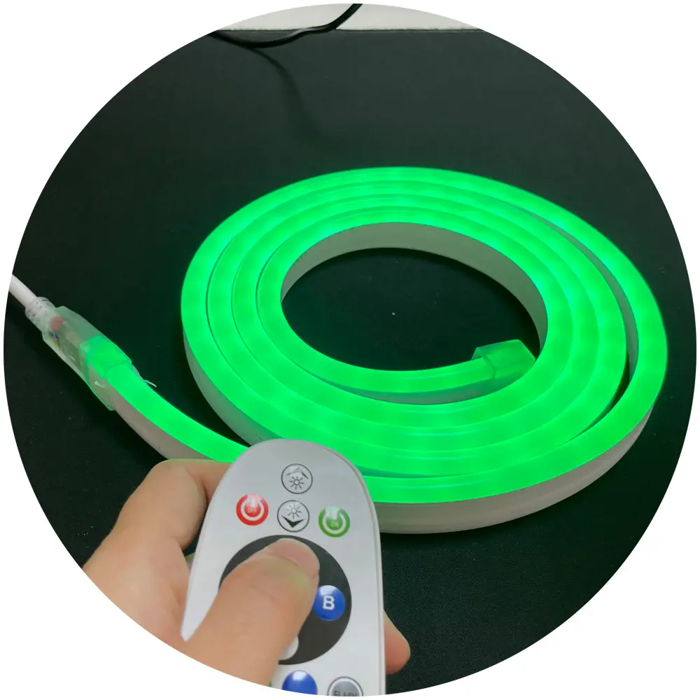Rollo de 100m, 10x20mm, RGB, AC220V, AC110V, 1M, cinta de tira de neón de PVC suave cortable, luz de cuerda LED para construcción al aire libre