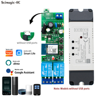 Module de relais de commutation Wi-Fi RF 433 MHz 2 canaux DC85-250V compatible Tuya, pour contrôle vocal Alexa, Google Home et Alice