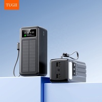 Banque d'alimentation solaire TUGII 40000mAh, chargeur portable d'extérieur avec 4 câbles, charge rapide 22,5W USB C, powerbank de camping