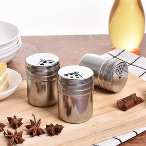 Dispenser Rotatable Lid Shakers Salt Sugar Spice Pepper Stainless Steel Spice Shakers Adjustable Pour Holes <b>Jars</b> Seasoning - Product Image 2