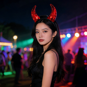 Accessoires de fête d'Halloween promotionnels : Bandeau lumineux LED personnalisé avec cornes de <span class=keywords><strong>diable</strong></span> pour pub - Product Image 2