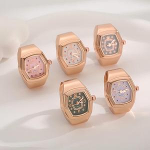 Retro Irregular <strong>Watch</strong> <strong>Ring</strong> Jewelry Gold Plated Rhinestone Decorated Quartz Finger <strong>Watch</strong> for Party Daily Wear - Product Image 3