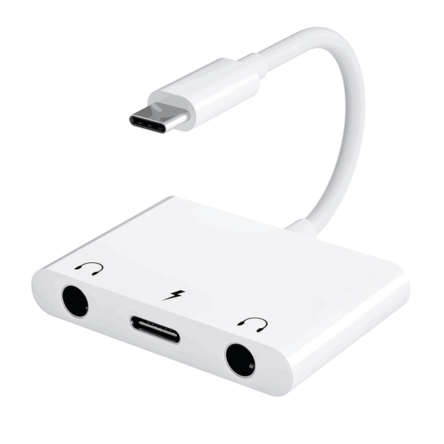 Dual 3.5mm 3-in-1 Headphone Jack Adapter for iPhone 14/13/12/11 Laptop Audio Charging Earphone Jack Splitter