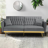 Modernes Klappbares Beige-Cremefarbenes Leinen-Daunensofa mit 3 Sitzen und Kissen 2023 Wohnzimmer