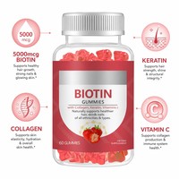 Bonbons Gommeux de Beauté Halal Personnalisables OEM ODM avec Logo, Vitamines Biotine 5000mcg, Supplément pour la Croissance Capillaire à la Biotine, Prêts à l'Achat