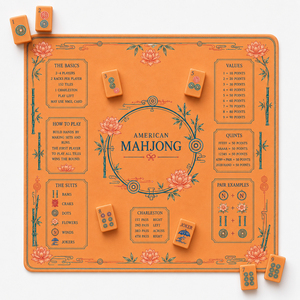 Luxury Orange Botanical Mahjong Table Mat Noise Reduction Neoprene Game Play Mat with Travel Bag for Gifts - Product Image 1