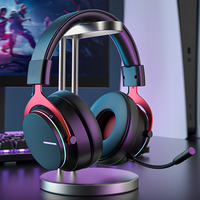 Casque de jeu ergonomique RGB 5,8G avec microphone amovible et émetteur pour PC, PS4, PS5, casque de jeu sans fil