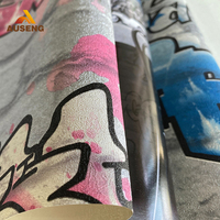Grosir kertas dinding Amerika jalan pola grafiti warna biru muda Bf kertas dinding Hd kertas unik untuk dinding