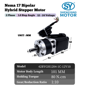 Rapporto cambio cambio riduttore planetario 1:10 motore passo-passo Nema 17 42x42x101mm 80n. cm 2A 4 piombo 12V 24V - Product Image 2