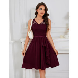 女式鸡尾酒会礼服2025手帕下摆蕾丝正式婚礼嘉宾伴娘化装舞会礼服 - Product Image 5