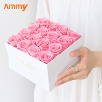 AM-PFC02 Ammy 49 Konservierte Rosen Quadratische Box Echte Natürliche Ewige Blumen Geschenkbox für Hochzeit Muttertag Geschenke