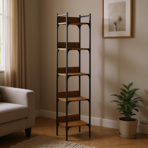 Estantería Alta y Estrecha de 5 Niveles en Roble Ahumado, Librería de Madera Sintética, Mueble Moderno Industrial para Sala de Estar - Product Image 2