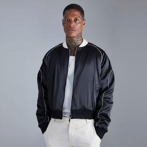 แจ็กเก็ตซาตินบอมเบอร์แจ็คเก็ตโรงเรียนและวิทยาลัยแฟชั่นเสื้อคลุมลายพรางสีตามสั่งล่าสุด - Product Image 1