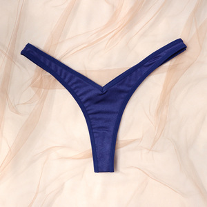 Culottes string sexy pour femmes, bleu marine, coupe en V, couleur unie, taille basse, sous-vêtements T-back, extensibles, respirants, lingerie féminine OEM ODM - Product Image 4