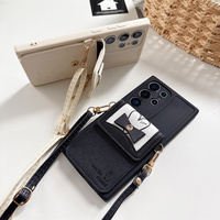 Étui de téléphone élégant avec motif cœur et nœud en relief, porte-cartes, pour Samsung Galaxy S26 Ultra S25 A56, avec sangle bandoulière et protection intégrale