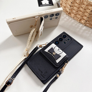 Étui de téléphone élégant avec motif cœur et nœud en relief, porte-cartes, pour <span class=keywords><strong>Samsung</strong></span> Galaxy S26 Ultra S25 A56, avec sangle bandoulière et protection intégrale - Product Image 3
