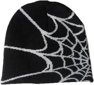 Damen Beanie Winterwärme Beanies Herren Freizeithut Outdoor Y2K gotisches Spinnennamter Wolle Acryl Strickmütze