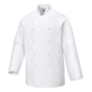PORTWEST - C836WHRM Sussex chefs chaqueta blanca-EAN 5036108027026 CHEFS AND FOOD INDUSTRY WORKWEAR - Product Image 1