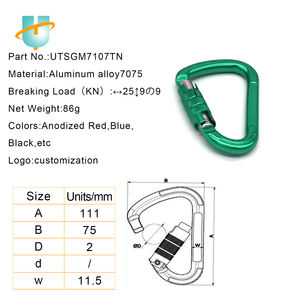 Mosquetón de aluminio dorado y negro con logotipo personalizado, 25kn, mosquetón de bloqueo giratorio para escalada en montaña/roca - Product Image 6