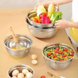 קערת סלט חם של קערת 201 נירוסטה ערבוב קערת ערבוב עם תחתית צבעונית ובתחתית סיליקון - Product Image 3