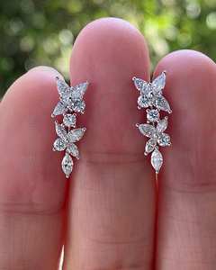 Stylish Round Brilliant Moissanite Stud <b>Earrings</b> 925 Sterling Silver Elegant <b>Fine</b> Jewelry Gift for Women Daily Wear - Product Image 1