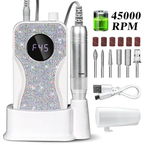 Perceuse à ongles électrique professionnelle 45000 tr/min, rechargeable, portable, lime à ongles électrique, faible bruit, pour salon de manucure - Product Image 1