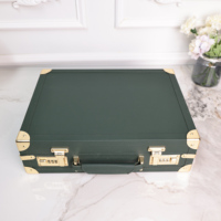 Boîte de rangement élégante pour montres et bijoux en cuir vert multicouche, résistante à l'eau, anti-poussière, légère, écologique, pour collectionneurs