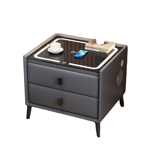 Table de <span class=keywords><strong>chevet</strong></span> intelligente de luxe moderne avec 3 lumières LED Lecteur de musique Haut-parleur Téléphone Charge sans fil Meubles de chambre Table d'appoint - Product Image 1