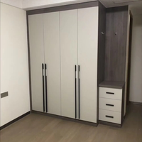 Lemari Minimalis dengan Gagang MDF Coklat Tua Kamar Tidur Birch Metal Sintered Stone