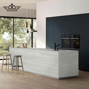 Pierre artificielle Goldtop 7022 Travertin Ivoire PD, quartz imprimé blanc, design moderne de luxe, grande dalle polie, comptoir d'hôtel - Product Image 2