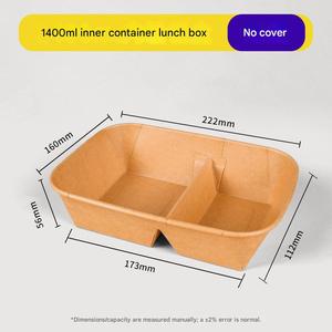 กล่องอาหารกระดาษคราฟท์แบบย่อยสลายได้ 2 ช่อง ใช้กับไมโครเวฟได้ ซ้อนกันได้ บรรจุภัณฑ์แบบใช้แล้วทิ้งสำหรับจัดส่ง - Product Image 5