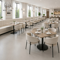 Ensemble de mobilier de restaurant directement de l'usine Ron Group : banquette rembourrée, chaise ergonomique en tissu, table carrée en bois