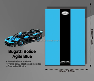 Vitrine murale en acrylique pour modèle de voiture <span class=keywords><strong>Bugatti</strong></span> <span class=keywords><strong>Chiron</strong></span> en blocs de construction 80x50cm, cadre miroir uniquement - Product Image 3