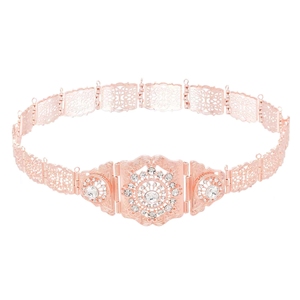 Chaînes de corps de fleurs creuses en strass marocain pour femmes, chaînes de danse du ventre <span class=keywords><strong>Sexy</strong></span>, chaînes de taille ethniques Boho - Product Image 1