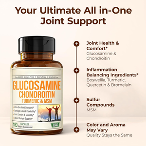 Glucosamine Chondroïtine MSM Soutien Articulaire Amélioration de la Densité Osseuse Complément Naturel Sans Produits Laitiers Adultes Femmes Hommes Sulfate 1500 mg - Product Image 5