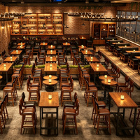 Meubles de bar commerciaux de style industriel, ensembles de tables et chaises en bois, tables et chaises hautes personnalisées pour restaurants, discothèques, KTV