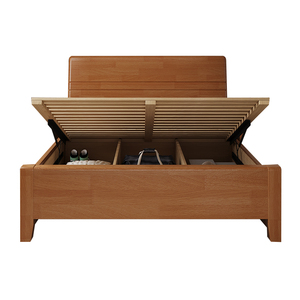 Nordic Style Solid Rubber Wood <b>Storage</b> <b>Bed</b> Frame Hydraulic Lift Drawers Eco-friendly <b>Double</b> Bedroom Furniture QN-SWB007 Modern D - Product Image 5