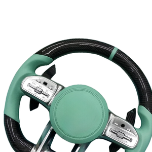 Volante de Fibra de Carbono Forjado Personalizado para <span class=keywords><strong>Mercedes</strong></span> Benz para W205 W222 W204 CLS C63 G500 G63 - Edición Azul Tiffany Q50/QX50 - Product Image 4