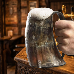 Unique Handcrafted Horn Mug Traditional Style Cup For Serving Cold Beverages Parties Natural Crafts Buffalo Genuine Polish Item - Product Image 1