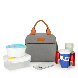 Bolsa de almuerzo con aislamiento, resistente al agua, tela Oxford, gran capacidad, para picnics al aire libre, viajeros transfronterizos, gris, azul, negro - Product Image 4