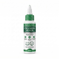 Gouttes d'argent colloïdal pour animaux de compagnie 50ml Nettoyant pour les oreilles et les yeux des chiens Soulagement des démangeaisons des peaux Sensible Éliminateur de taches de larmes Marque privée