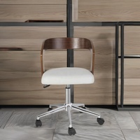 Chaise de bureau pivotante moderne pour cadres, structure en contreplaqué érable/noyer, revêtement en cuir PU/tissu, hauteur réglable, base en fer, pour la maison/le bureau