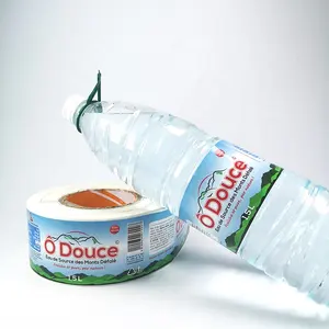 Etiqueta adesiva bopp branca, rolo de adesivo impressa adesivo personalizado para garrafas de água