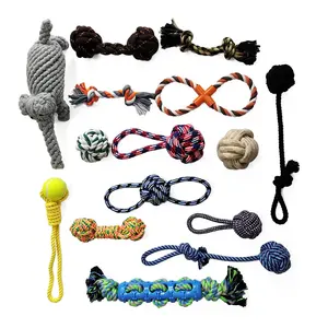 Atacado Algodão Pet Toy Sets Pet Brinquedos Interativos Puppy Teething Não-tóxico Eco-friendly Cotton Rope Knot Dog Chew Toy