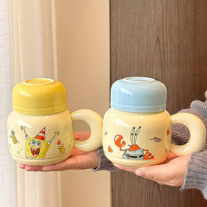 SpongeBob Ceramic Mug With Lid Single Cup Cartoon Design For Breakfast And Drinking Water Gift For Couples - Product Image 5
