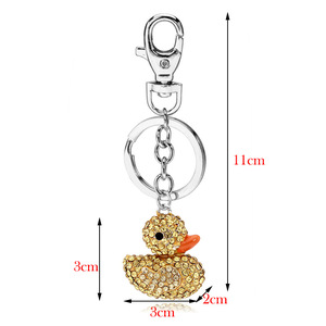 <span class=keywords><strong>Porte</strong></span>-clés mignon en forme de canard en métal avec strass brillants, diamant jaune, design d'animal de dessin animé, <span class=keywords><strong>cadeau</strong></span> - Product Image 2