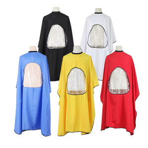 Vinnie100 % pongee polyester usine de gros capes de barbier avec fenêtre cape de barbera avec fenêtre en <span class=keywords><strong>PVC</strong></span> pour fournitures de barbier - Product Image 5