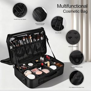 Custom Cosmetic <b>Cases</b> Large Capacity Cosmetic Bag Handheld <b>Makeup</b> <b>Case</b> Toiletry Bag Partition Toolbox <b>Case</b> Bags - Product Image 6