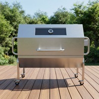 Grill Rotisserie à Gaz en Acier Inoxydable Commercial avec Roues pour Restaurant, Ferme, Hôtel, Restauration